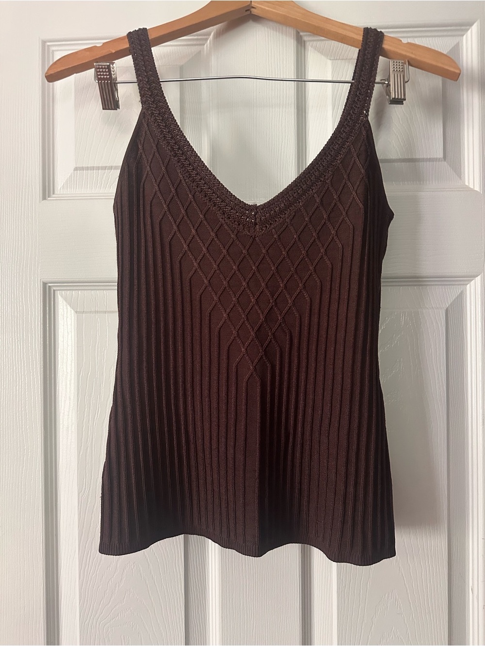 White House Black Market Women’s Knit Tank Top, Size XS, Chocolate Brown
